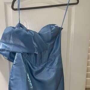 PrettyLittleThing Light Blue Satin dress